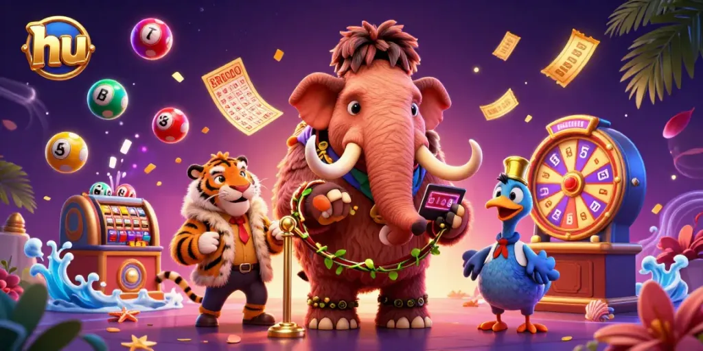 Win big with hu as the mammoth checks IDs at a dynamic casino scene.