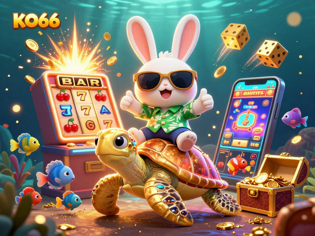Engage in thrilling gameplay at KO66 with an energetic scene of colorful casino fun and lucky rewards.