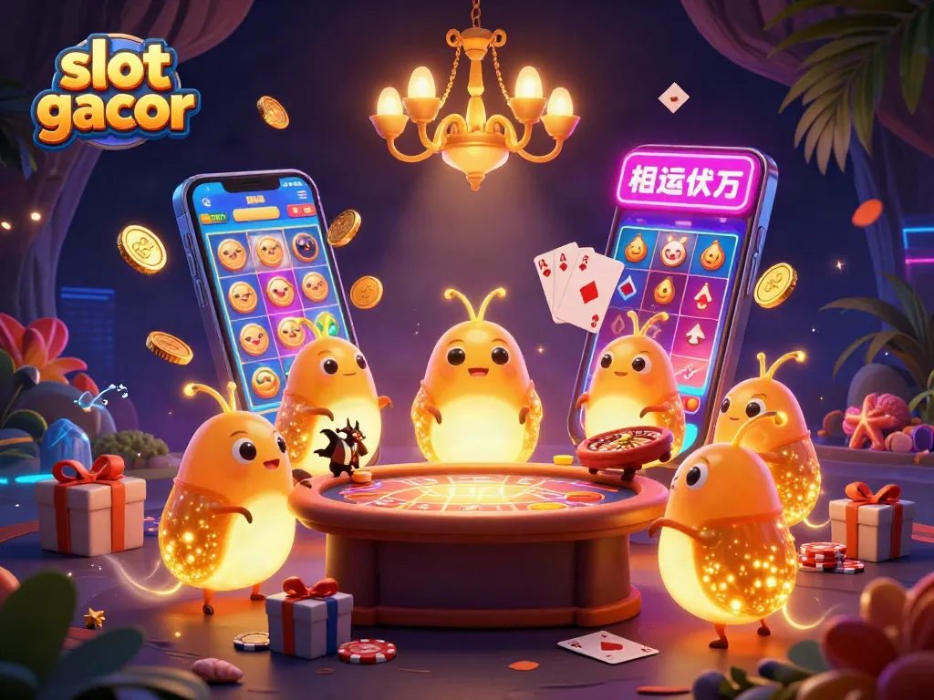 Experience slot gacor excitement with vibrant characters lighting up a casino scene.