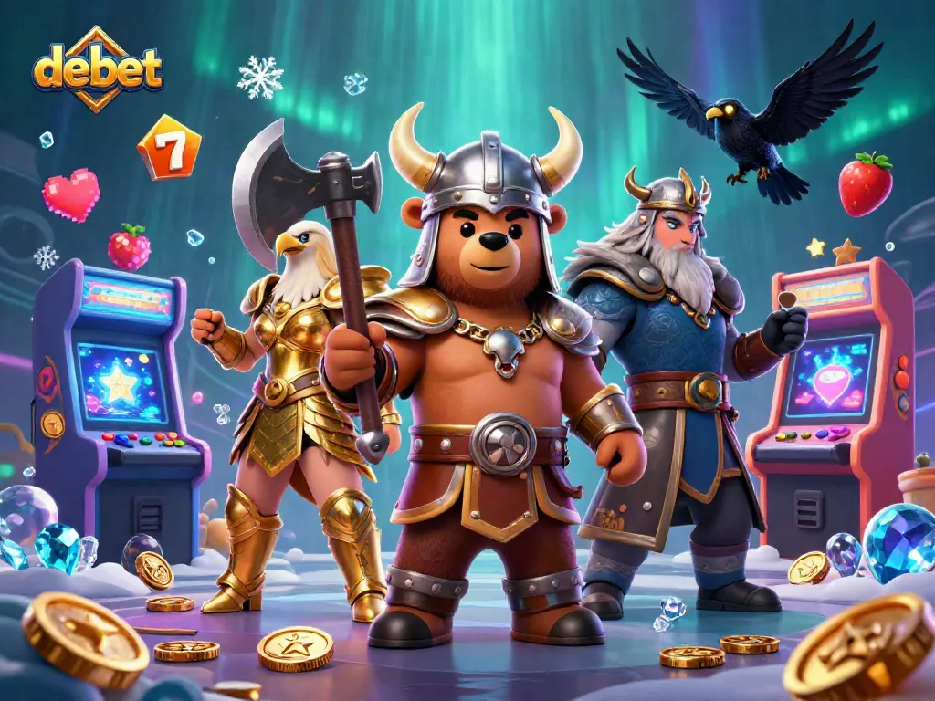 Engage in thrilling gameplay at debet with colorful 3D casino characters and vibrant gaming elements.