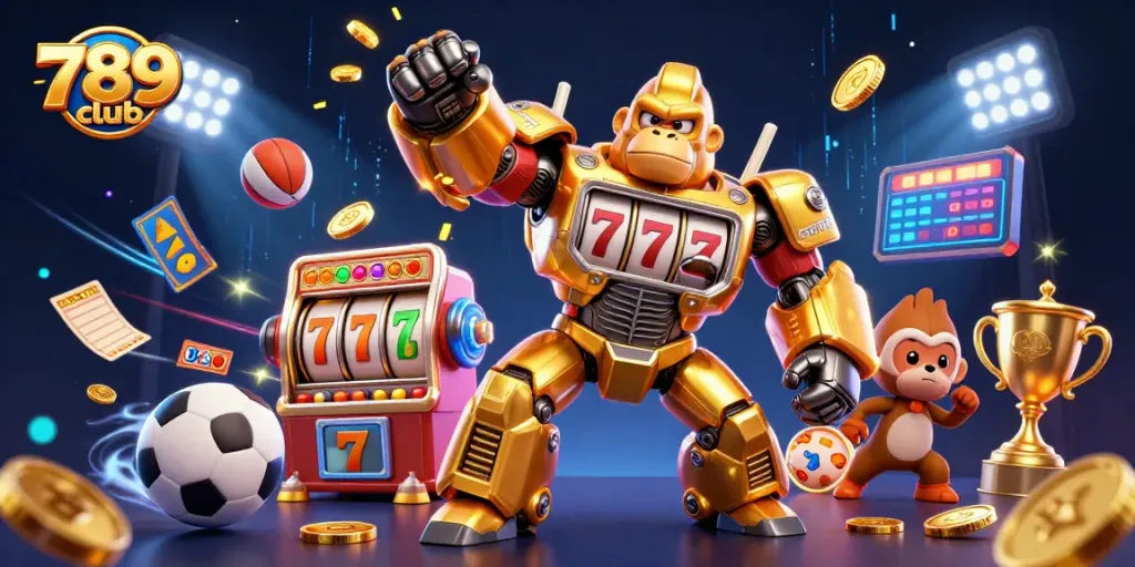 Experience thrilling gameplay with 789club's dynamic slots and gold coins cascading.