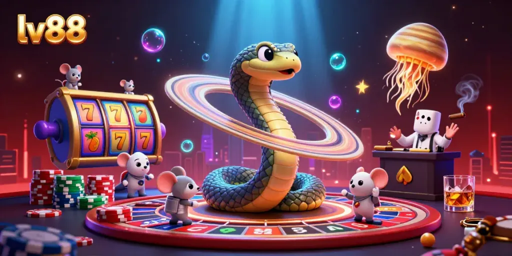 Engage with playful astronaut mice betting on Saturn's rings at lv88 online casino.