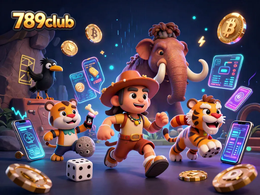 Engage with 789club's exciting 3D casino adventure featuring vibrant characters and crypto elements.