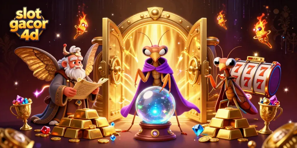 Menangkan slot gacor 4d dengan simbol keberuntungan dan karakter magis dalam suasana kasino yang meriah.