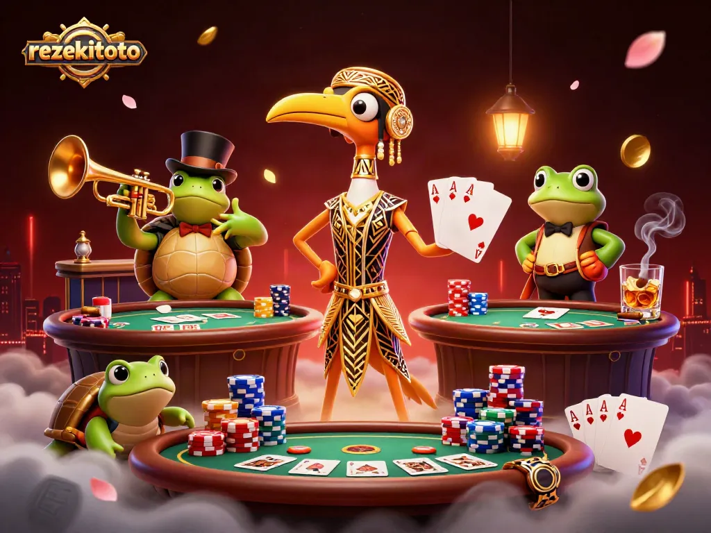 Engage with rezekitoto's vibrant casino experience featuring characters and dynamic gaming elements.