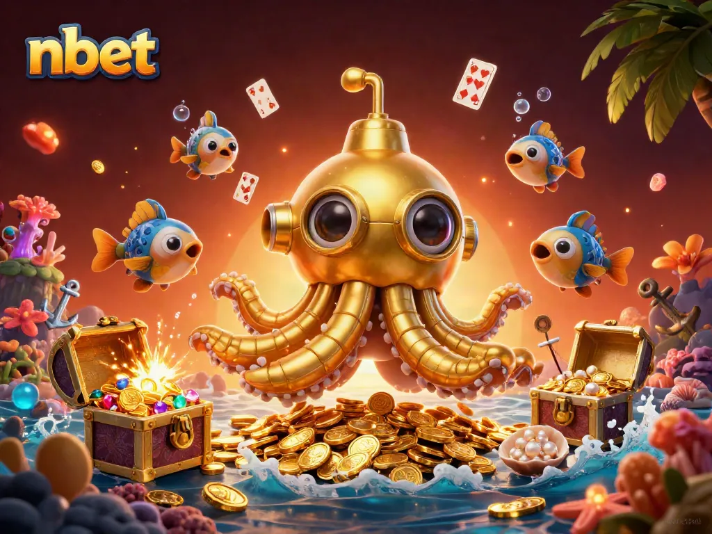 Experience winning jackpots at nbet with this vibrant underwater casino illustration.